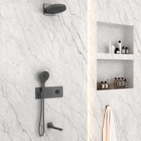 Душевой комплект термостатический встраиваемый, с поворотным изливом, трехрежимный  цвет вороненая сталь VSFW-432TI1GM VINCEA