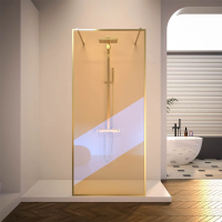 Душевая перегородка 1000x2000 KR90GC-100-09-C4 цвет профиля Брашированное золото стекло Хамелеон Veconi