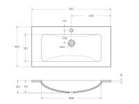 Стеклянная раковина 910x465x145 мм без перелива, белая матовая BB910/465-LV-VTR-BO BelBagno
