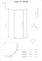 Душевой угол распашной пятиугольный(трапеция) RV35-90-01-C7 900х900х1950 Цвет профиля Хром Стекло Прозрачное Veconi