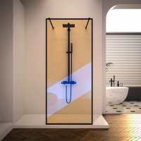 Душевая перегородка 1000x2000 KR90BC-100-09-C4 цвет профиля Чёрный матовый стекло Хамелеон Veconi