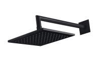 Верхний душ квадратный 300x300мм с изливом 350 мм металлическая лейка PORTA-TDDQ-30-NOP Чёрный матовый   Cezares