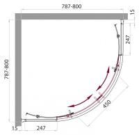 Душевая кабина 800x800x2350 UNO-CAB-R-2-80-P-Cr-TOP BELBAGNO