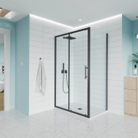 Душевой угол раздвижной E1-SP-B-170120-01-C9 1700х1200x1950 Цвет профиля Чёрный матовый Стекло  Прозрачное Veconi