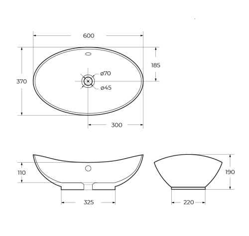 Раковина керамическая накладная, овальная  BB1087 BELBAGNO