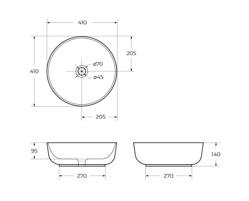Раковина накладная керамическая, круглая, серая матовая  BB1315-H311 BELBAGNO